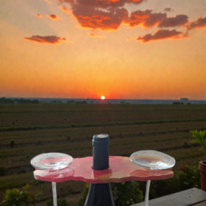 Support bouteille " le vin à l' heure rouge "